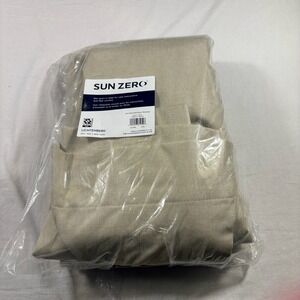Sun Zero Curtain Panel Pair 100x63 Beige NEW Blackout Energy Efficient
